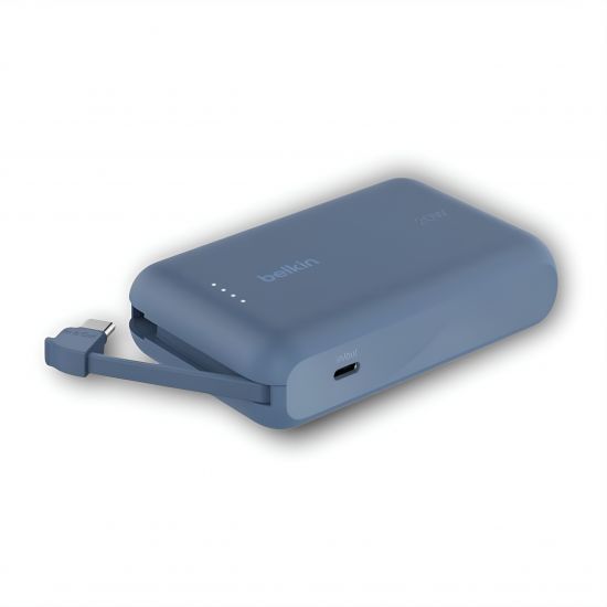 Belkin BoostCharge Power Bank 10K with Integrated Cable(Blue) - 32026