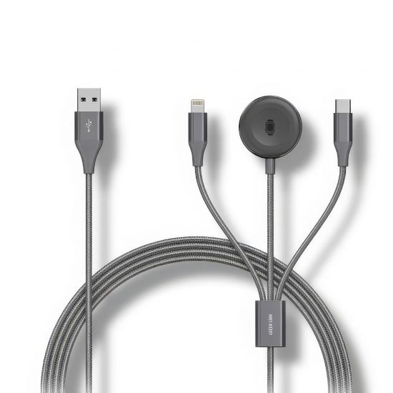 Cable USB to Type-C/Lightning/Watch Green 3in1 Charger - 30363