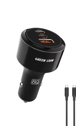 Car Charger Roadex Triple Port 80W C to C 1m Cable  - 33543