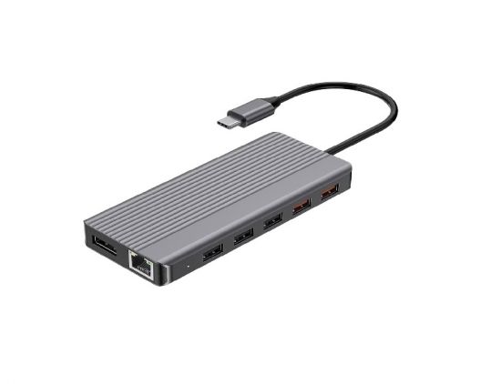 Adapter Powerology 13in1 USB-C Hub 4K HDMI Type-C 100W PD Ethernet USB SD MicroSD 3.5AUX(Dark) - 32648