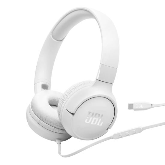 JBL Tune 520C Wired Headphones(White) - 32489