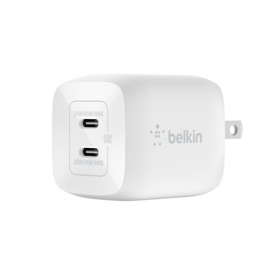 Belkin Boost Charge Pro Dual Type-C GaN Wall Charger with PPS 45W(White) - 27631