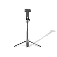 Porodo Selfie Stick 135cm Extendable with Detachable Light 4 Leg Tripod(Black) - 32726