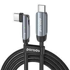 Cable Type-C to Type-C Porodo Braided 100W With Rotatable Head 1M(Grey) - 31183