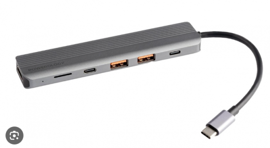 Adapter Powerology 6 in 1 Slim 4K HDMI USB-C Hub  - 33431