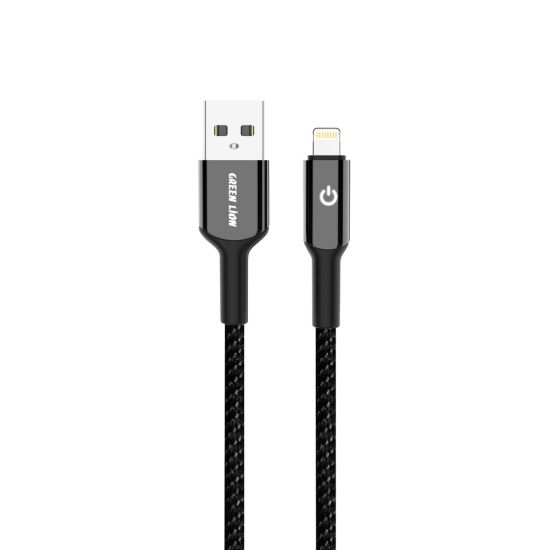 Green Lion USB-A to Lightning Braided Zinc Alloy Cable 10W 1M(Black) - 31782