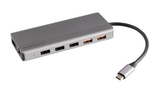 Adapter Powerology 12in1 USB-C Hub HDMI Type-C Ethernet VGA USB SD MicroSD AUX - 27585