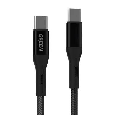 Cable Type-C to Type-C Green Lion Braided Transparent 1M PD 60W - Black - 27697