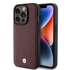 iPhone 15 Pro/15 Pro Max BMW Leather Case with Sign Diamond Pattern(Burgundy) - 28464