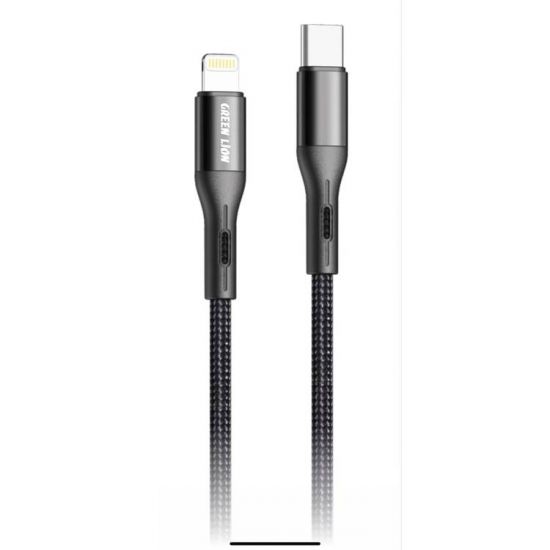 Green PVC USB-C to Lightning Cable 3M(Black) - 31187