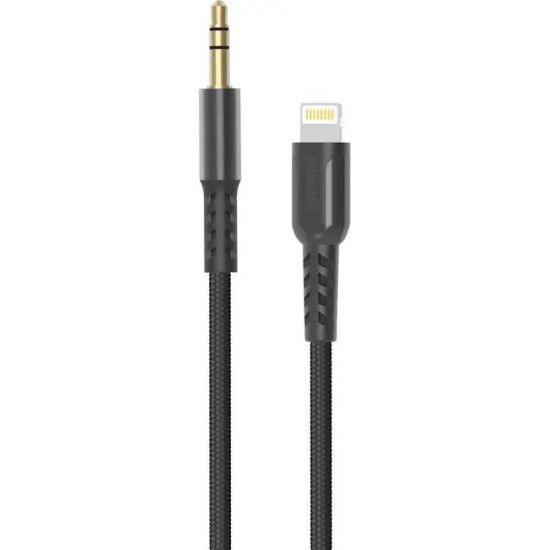 Cable Lightning to AUX Porodo Braided Aluminum 1.2M(Black) - 27611