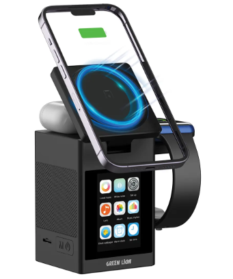 Green Lion Smart Station Pro LCD Display Wireless Charger with Speaker - 33555