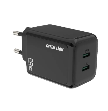 Green Lion 40W Dual PD Wall Charger With USB-C to USB-C Cabel 1M EU - 33539