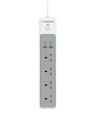 Porodo 4 AC Power Socket with USB A x2 USB C x4 Uk 3M Wire - 33593