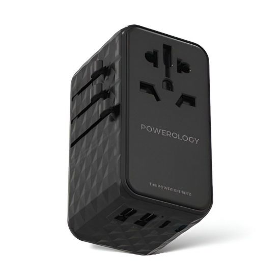 Powerology Universal GaN Super Charger 100W X2 Type-C and X2 USB-A(Black) - 29595