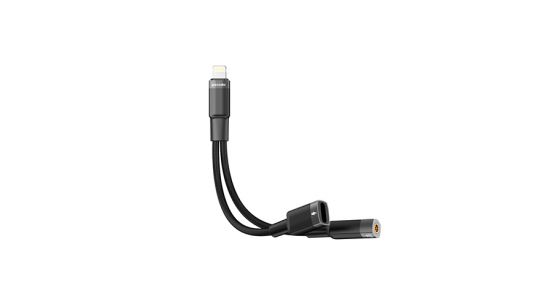 Cable Lightning to Lightning+AUX Porodo 2in1 Charge Adapter(Black) - 28931