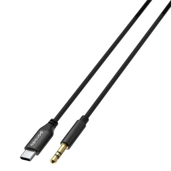 Cable Type-C to AUX Porodo Braided Aluminum 1.2M(Black) - 27612