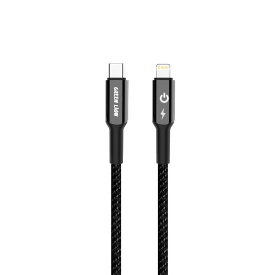 Green Lion USB-C to Lightning Braided Cable 1M 18W(Black) - 31171