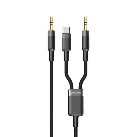 Cable AUX Porodo 2in1 Multi-Device 1.2M(Black) - 28925