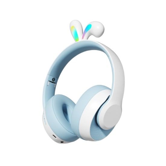 Porodo Soundtec Kids ENC Headphone Rabbit Ear(Blue) - 28799