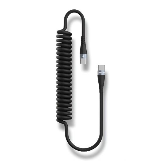 Cable Type-C to Type-C Green Lion 60W TPU Spring 1.8M(Black) - 29038