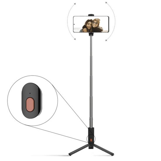 Porodo Selfie Stick with Tripod ( Detachable Remote Shutter )(Black) - 32755