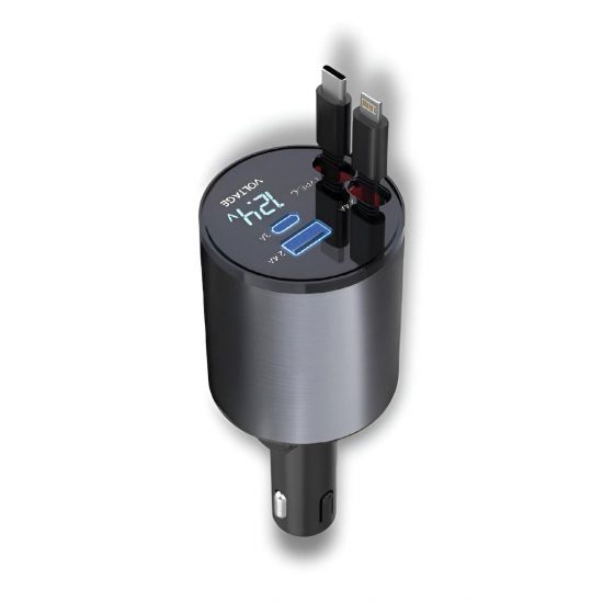 Car Charger Green Lion 4 in 1 50W with Retractable(Black) - 31317