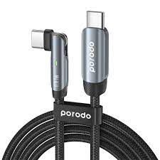 Cable Type-C to Type-C Porodo Braided 100W With Rotatable Head 1M(Grey) - 27913