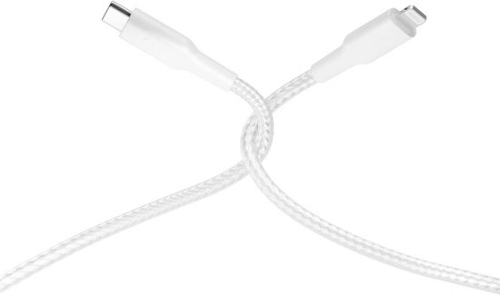 Cable Type-C to Lightning Powerology MFI Braided 30CM(White) - 29045