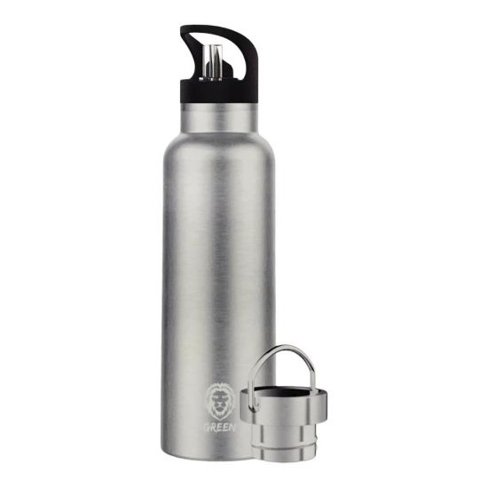 Green Vacuum Stainless Steel Water Bottle 600ml (Silver)  - 22457