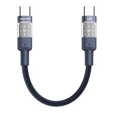 Cable Type-C to Type-C Porodo Braided 60W Transparent 35cm(Blue) - 28946