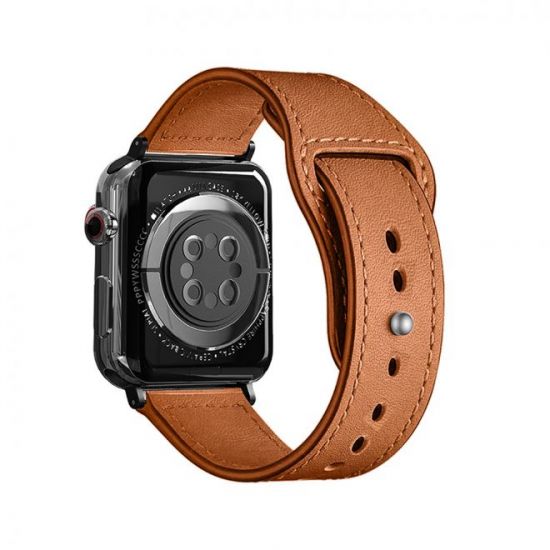 Apple Watch 44mm/45mm iGuard Leather Loop Band(Brown) - 24074