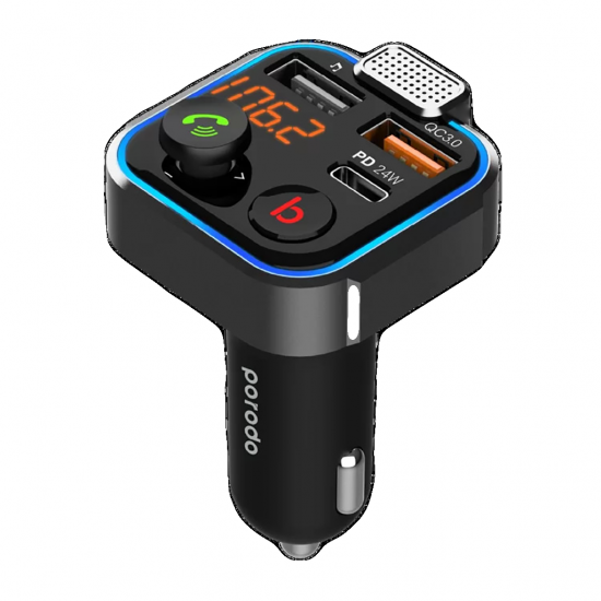 Car Charger Porodo Smart FM Transmitter with 24W PD Port - 23258
