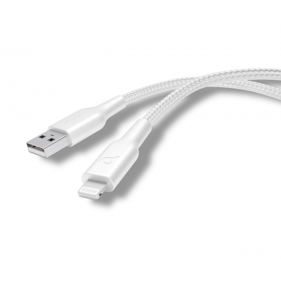 Cable USB to Lightning Powerology Braided 1.2m(White) - 30898
