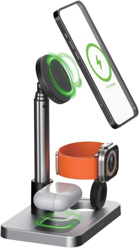 Green Lion 3in1 Telescopic Wireless Charger(Silver) - 32652