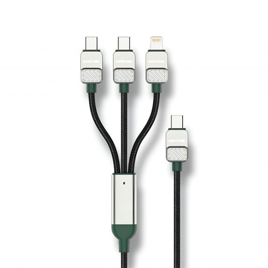 Green Lion 3in1 Braided Electroplated Cable USB C to C x2 to Lightning - 31777