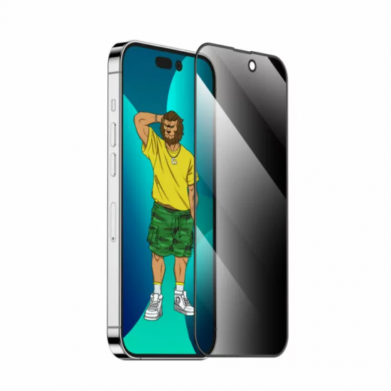 iPhone 15 Pro Green Lion 3D Silicone Plus Privacy Glass - 27666