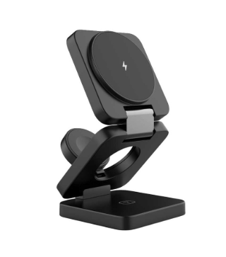 Porodo Portable Compact 3in1 Magsafe Wireless Charger Foldable 360° Aluminium - 33605