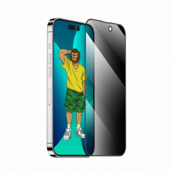 iPhone 15/15 Plus/15 Pro/15 Pro Max Pro Green Lion 3D Silicone Plus Privacy Glass - 31474