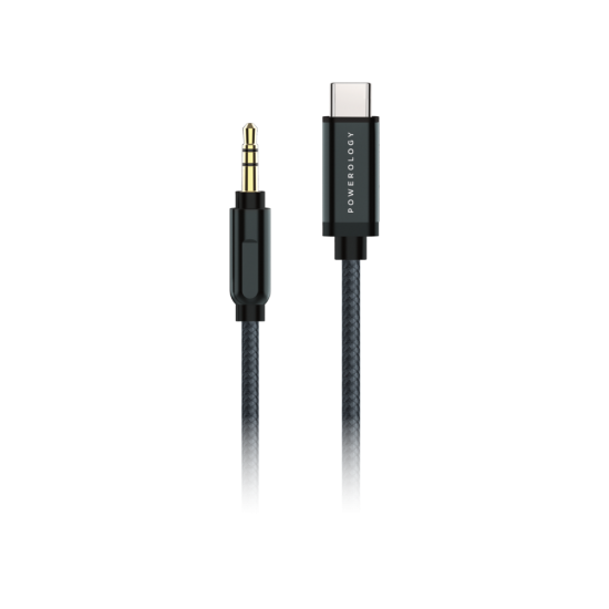 Cable Type-C to AUX Powerology Braided 1.2M(Black) - 27588