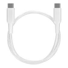 Cable Type-C to Type-C Powerology Braided 60W 30cm(White) - 29323