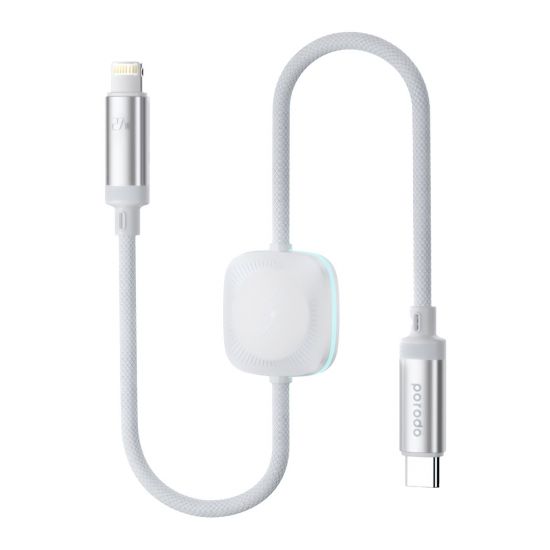 Cable Type-C to Lightning Porodo 2in1 27W with Watch Charger 1.2M(White) - 28937