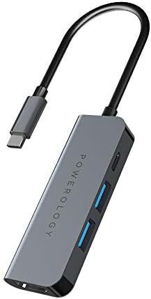 Powerology 4 in 1 HDMI Type-c Hub PD 100W USB 3.5mm Aux(Grey) - 32686