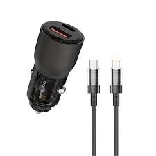Porodo 96W Transparent USB-A+C Port Car Charger with C to L .9m Cable - 32468