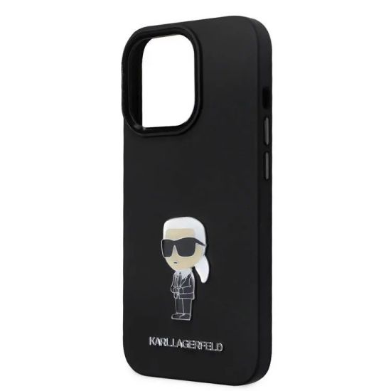 iPhone 15 Pro/15 Pro Max Karl Lagerfeld Silicon Hard Case with Ikonik NFT Logo(Black) - 28503