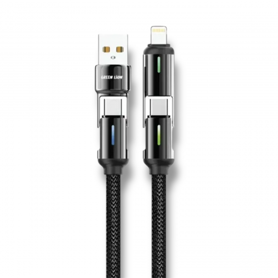 Green Lion 4 in 1 LED Braided Cable 60W(Black) - 31778