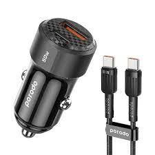 Car Charger Porodo 50W PD 20W QC 30W with Type-C to Type-C Cable - 27920
