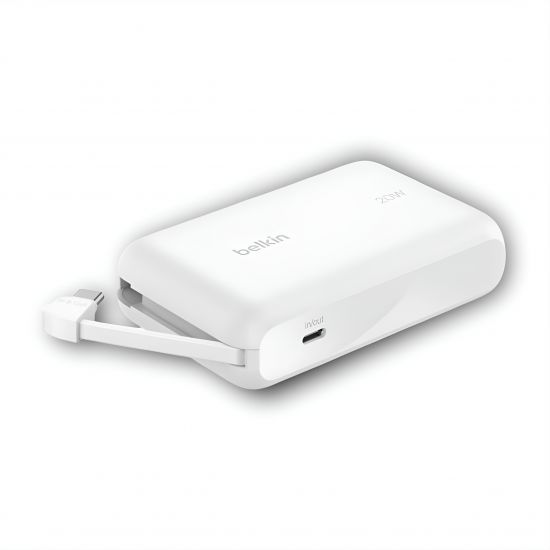 Belkin BoostCharge Power Bank 10K with Integrated Cable(White) - 32073