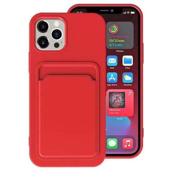 iPhone 12 Pro Max Silicone Case with Card(Red) - 24171
