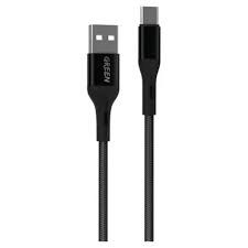 Green Lion USB-A to Type-C Braided Cable 1M 18W(Black) - 32660